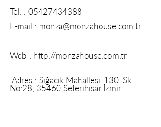 Sack Monza House Otel iletiim bilgileri